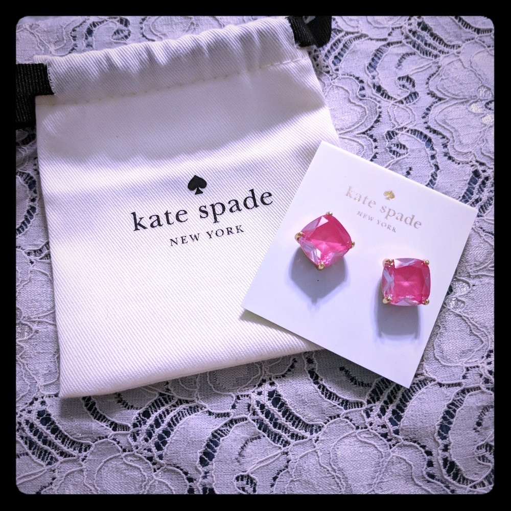Pink Kate Spade squared stud earrings
